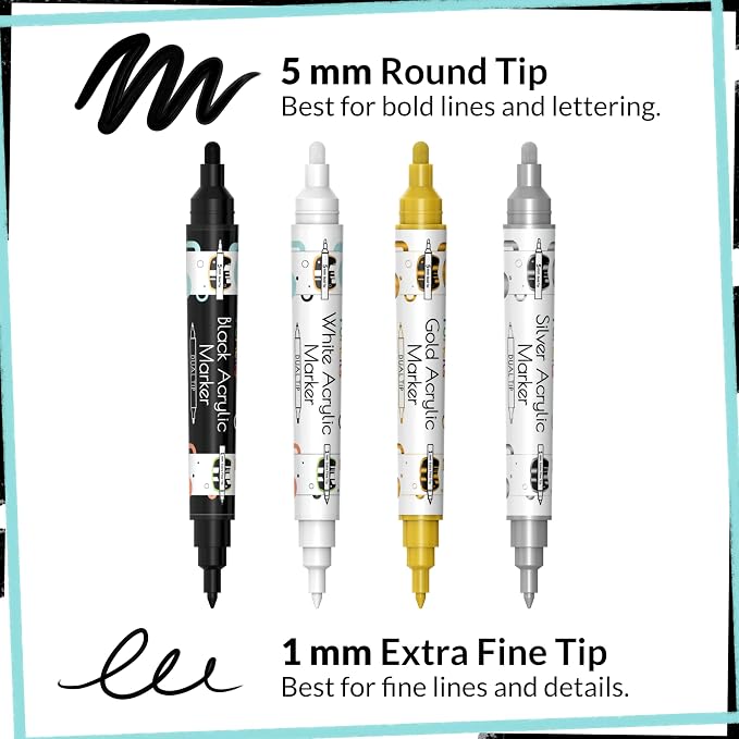 4 Dual Tip Acrylic Paint Pens - Image 2