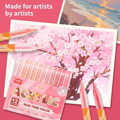 Guangna Acrylic Paint Markers 12 Colors, Skin Tone Series Set - Image 5