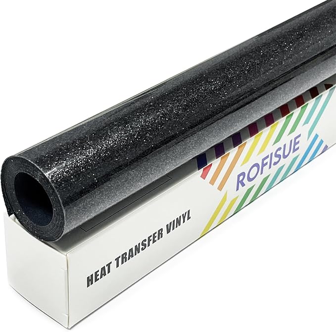Black Glitter HTV Heat Transfer Vinyl 12" x6FT Glitter Vinyl by Unknown
