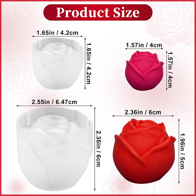 2 Pack Rose Candles Molds for Candle Making, 3D Rose Flower Silicone Molds for - Image 8