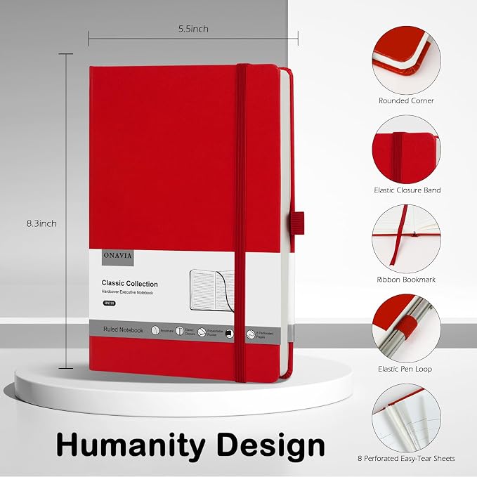 Lined Journal Notebooks for Work, A5 Size 100 GSM Thick Paper, Classic Ruled - Image 2