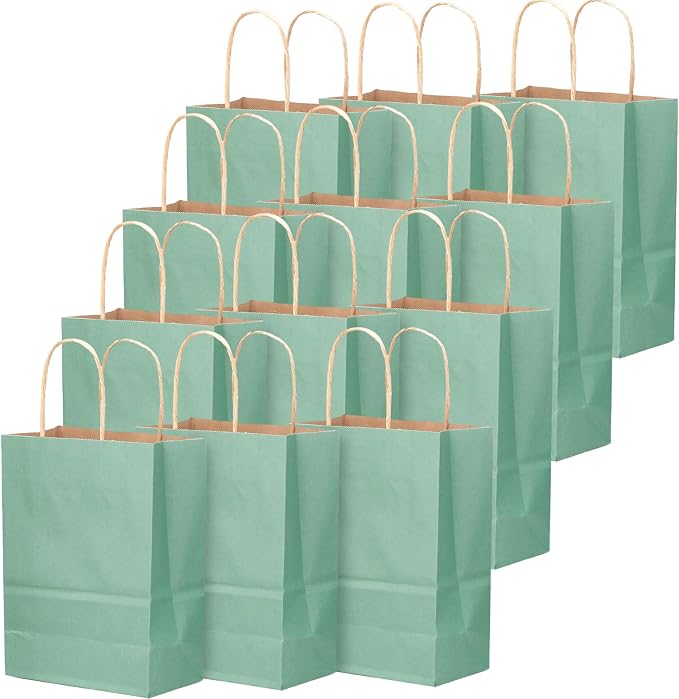 qiqee 32-Packs Light Blue Paper Gift Bags - Image 4