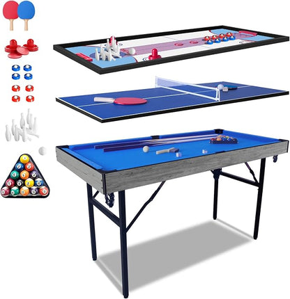54" 5in1 Multi-fuction Games Table, Folding Multi Game Combination Table Set by Hyner