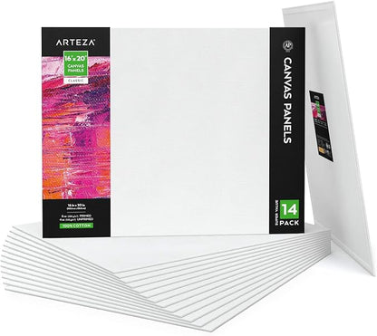 ARTEZA Canvas Boards for Painting, 16 x 20 Inches, Blank White Canvas Panels by ARTEZA