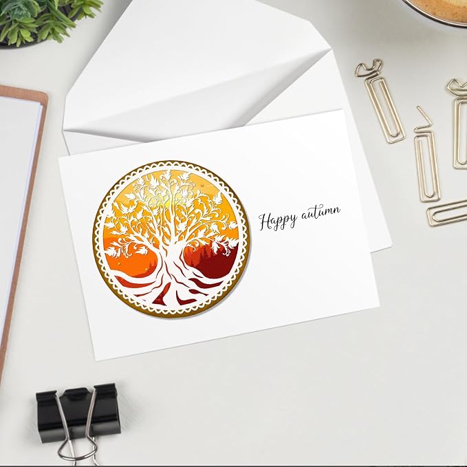 Tree Frame Metal Cutting Dies for Card Making, Tree Leaves Round Frame Die Cuts - Image 5