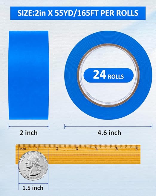 Re-Call Painters Tape 2 Inch Wide, 24 Rolls Painting Tape, 1320 Total Yards. - Image 2