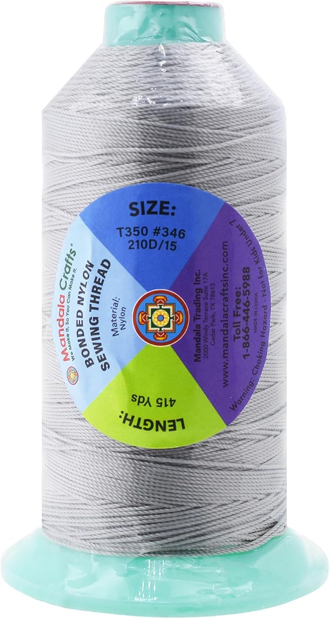 Mandala Crafts Bonded Nylon Thread Silver Heavy Duty Sewing Threads - Image 3