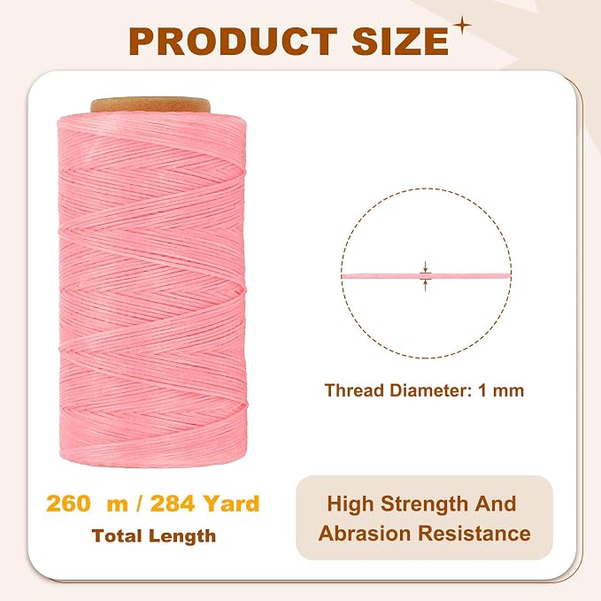 PATIKIL 284 Yard Flat Waxed Thread 150D 1mm Leather Sewing Cord - Image 2