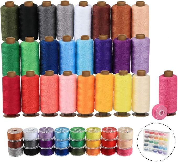 ilauke 50Pcs Thread for Sewing, 400 Yards Sewing Thread kit, Prewound Bobbins by Visittheilauke