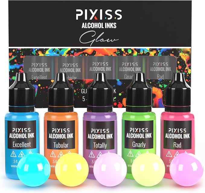 Pixiss Glow in The Dark Alcohol Ink Set by PIXISS