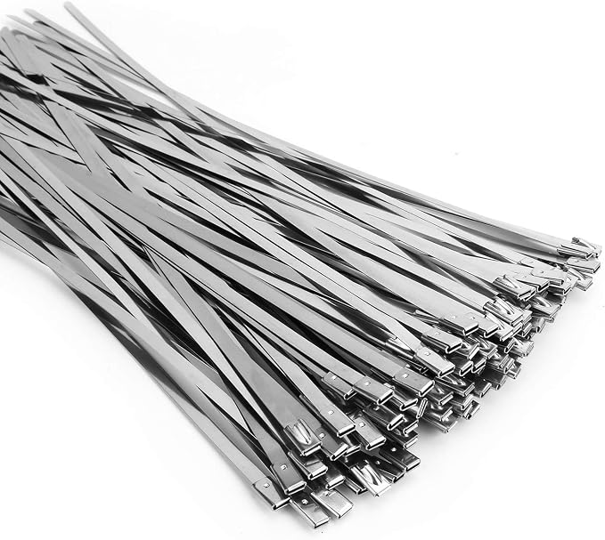 Metal Zip Ties, 304 Stainless Steel, Heavy Duty Self-locking Cable Ties by Zoosunx
