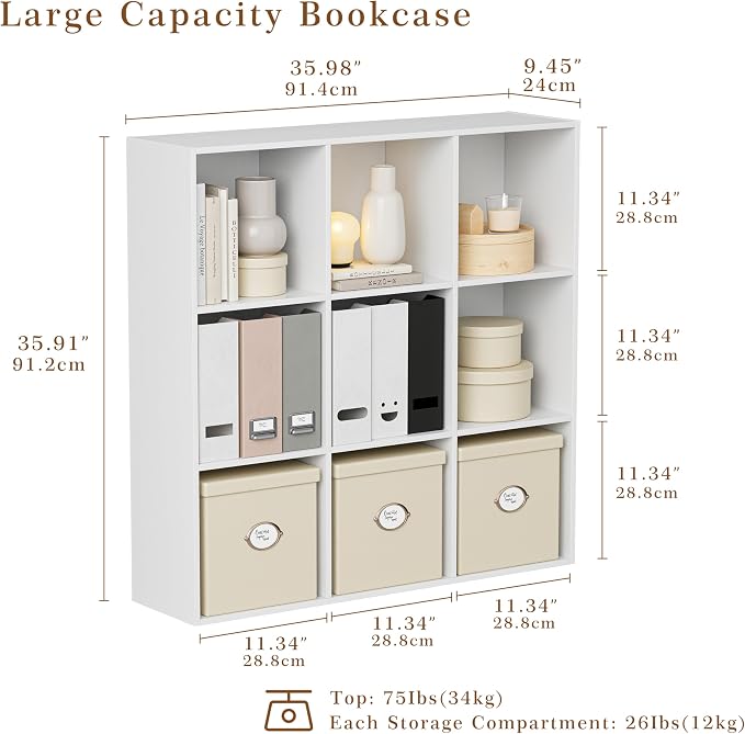 Wooden Storage Organizer with Closed Back Panel, 11in Cube Shelf Opening - Image 3