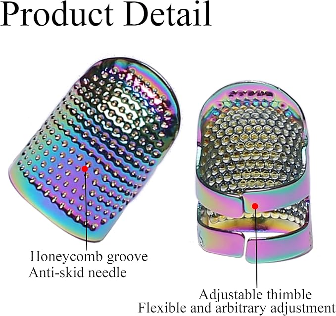 J.CARP 4Pcs Sewing Thimble, Metal Dazzle Color Sewing Thimble Finger Protector - Image 3