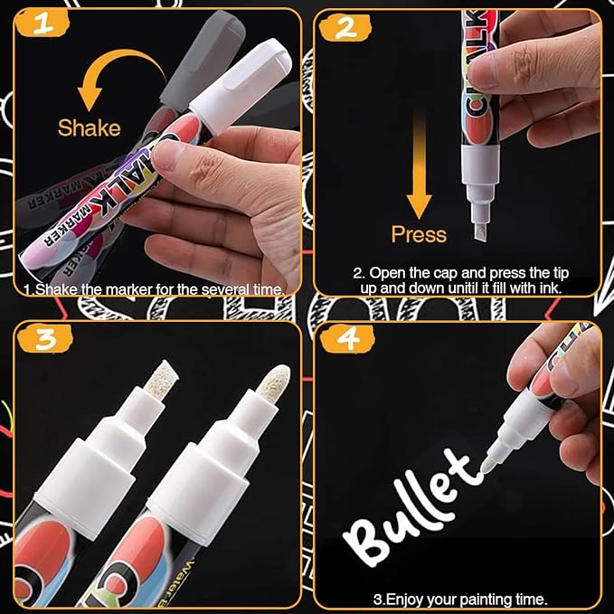 White Window Chalk Markers Pen, 5 Pack White Window Chalk Markers - Image 6