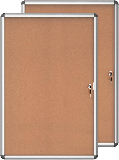 2 Pack 36"x24" Enclosed Bulletin Board, Lockable Weather-Resistant Aluminum by MifuroOfficeProduct