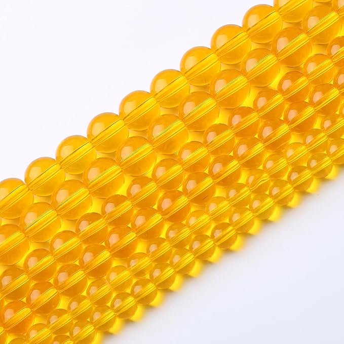 46pcs 8mm Smooth Yellow Crystal Glass Beads Citrine Round Loose Beads - Image 5