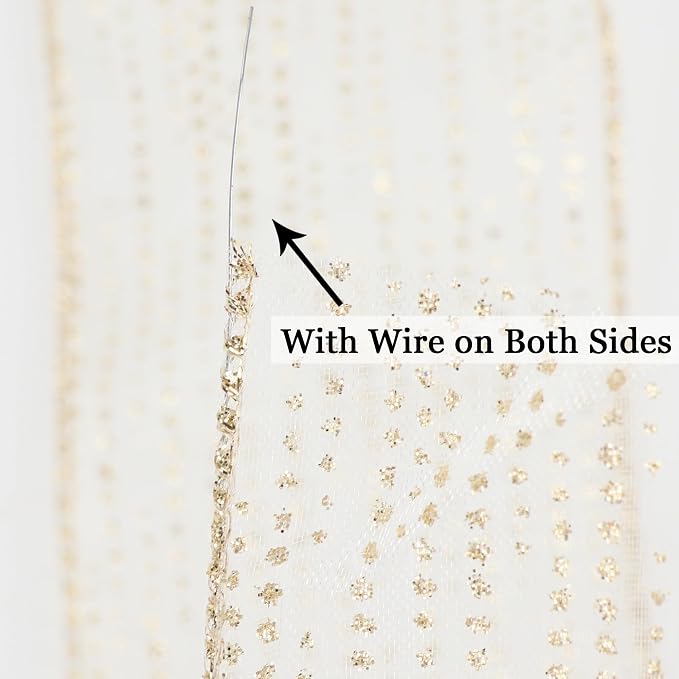 MEEDEE Champagne Gold Wired Ribbon - Image 3