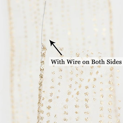 MEEDEE Champagne Gold Wired Ribbon - Image 3