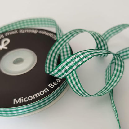 Green Gingham Plaid Checked Christmas Ribbon 25 Yard Each Roll 100% Polyester - Image 7