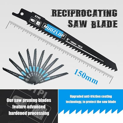 10Pack 6 inch Reciprocating Saw Blades Set, 6TPI High Carbon Saw Blades - Image 2