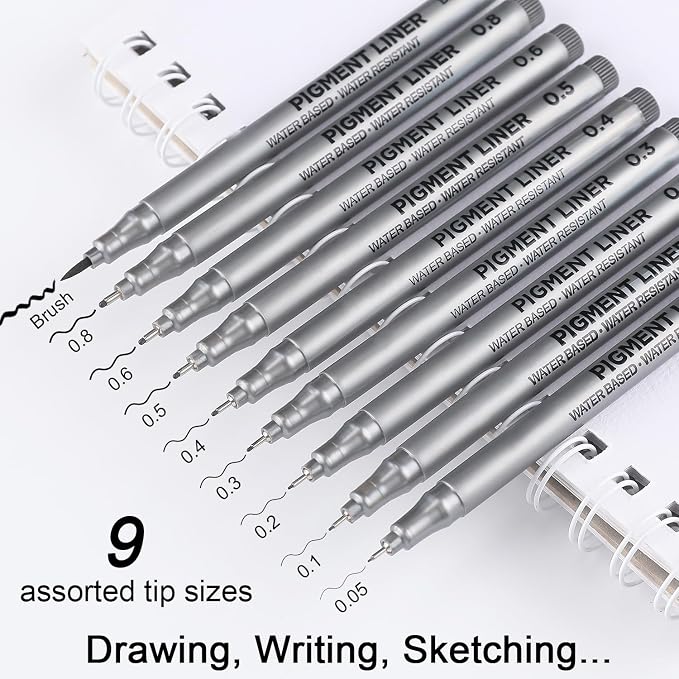 Dyvicl Micro-Pen Fineliner Pens, Journaling, 9 Pack - Image 2