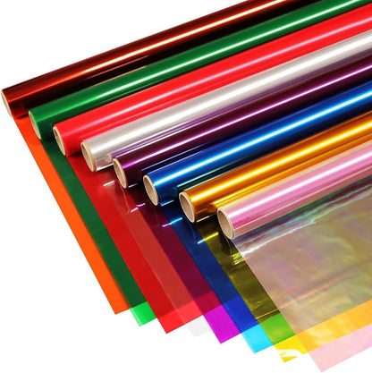 SYOGUA 8 Rolls Colored Cellophane Wrap, Extra Wide Cellophane Roll Transparent by SYOGUA