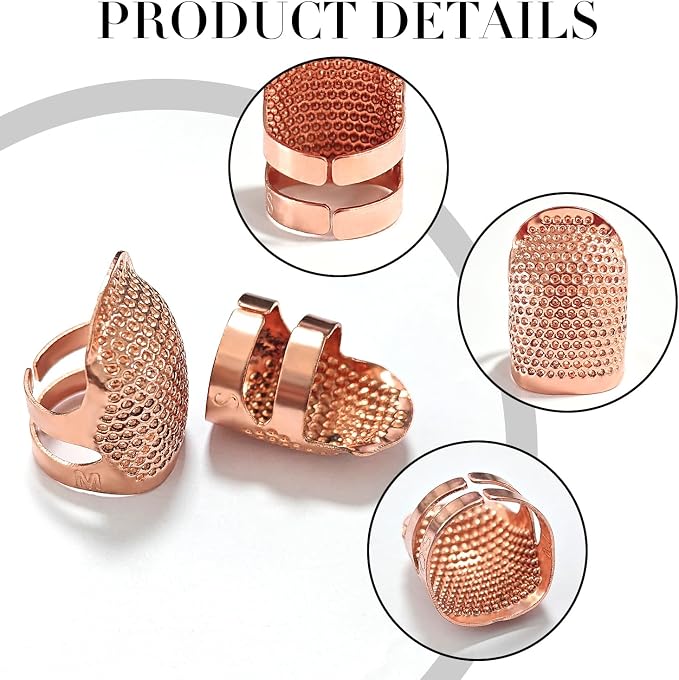 FR 4 Pack Sewing Thimble Finger Protector, Adjustable Finger Metal Shield - Image 4