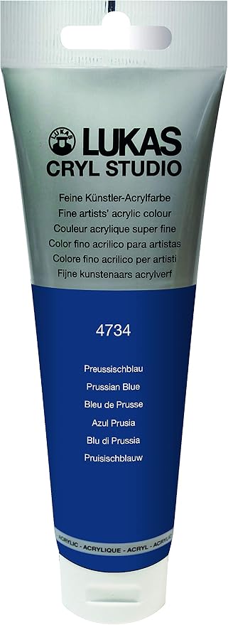 Lukas CRYL Studio Artist Acrylic Paint, Prussian Blue, 125 ml Tube - Image 4