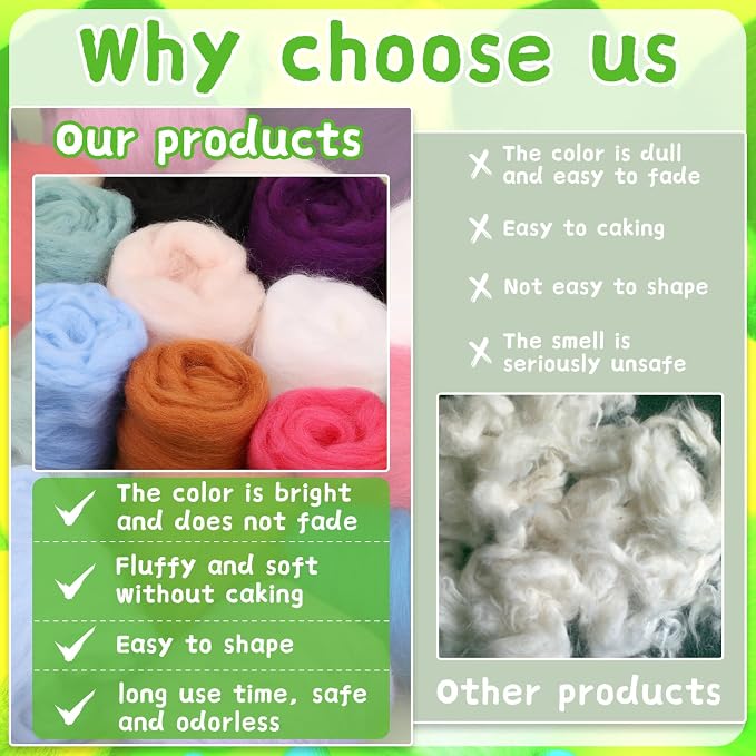 Mayboos Needle Felting Kit, 24 Colors Wool Roving Set, Needle Felting Kit - Image 3