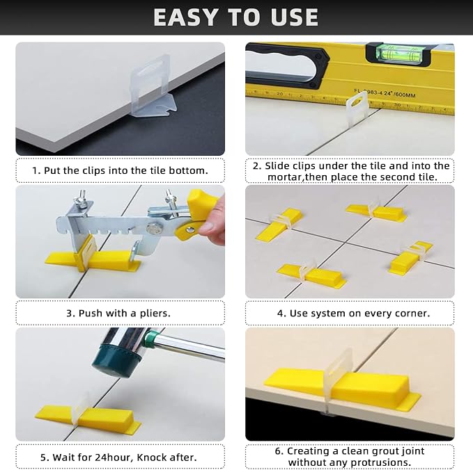 1/16” Tile Leveling System Spacers 2000 PCS Tile Leveling Clips Kit Prevent - Image 7