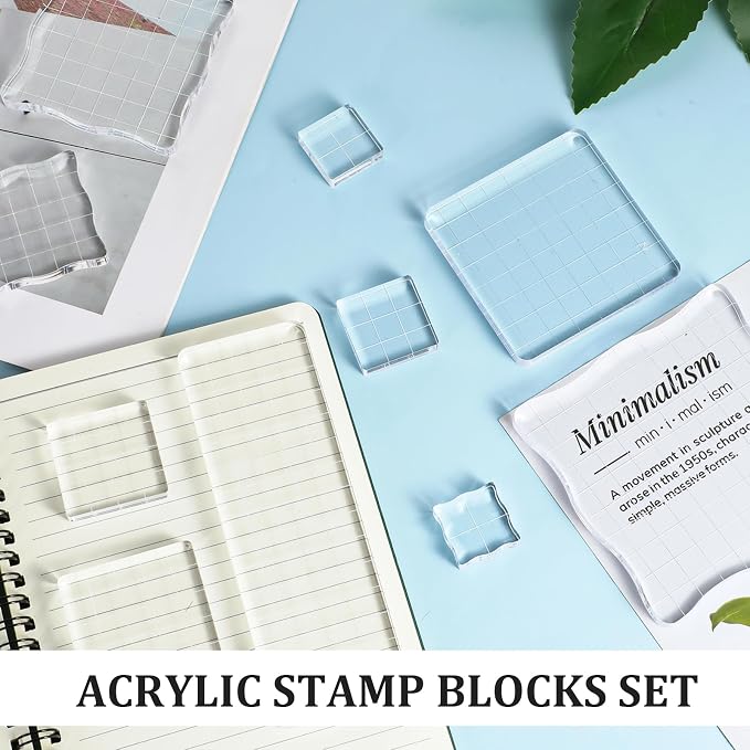 12Pcs Acrylic Stamp Block Clear Stamping Blocks Tools Set Assorted Sizes Stamp - Image 4