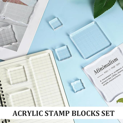 12Pcs Acrylic Stamp Block Clear Stamping Blocks Tools Set Assorted Sizes Stamp - Image 4