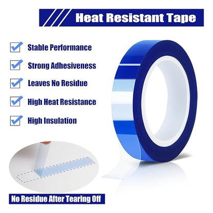 6 Rolls 10mm x16m Blue Heat Tape High Temperature Heat Resistant Tape Heat - Image 3