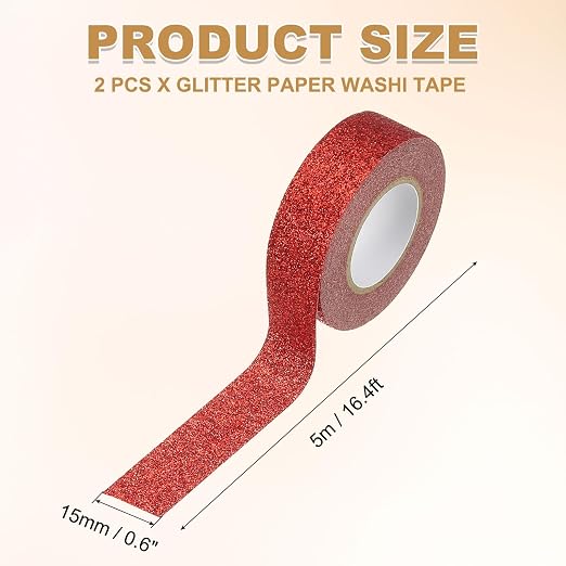 PATIKIL 2 Roll Glitter Paper Washi Tape, Washi Decorative Tape - Image 2