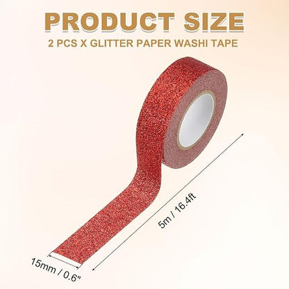 PATIKIL 2 Roll Glitter Paper Washi Tape, Washi Decorative Tape - Image 2