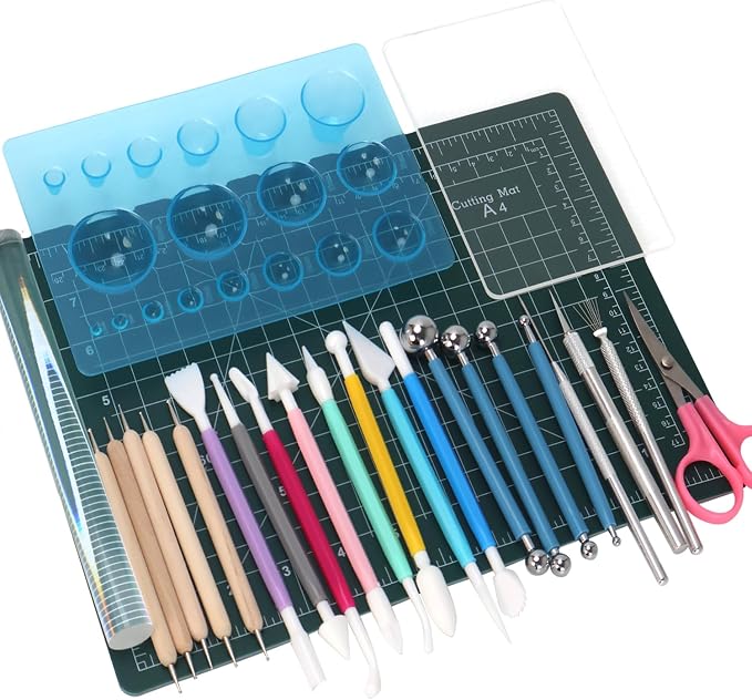 26 PCS Upgraded Polymer Clay Tools, Clay Sculpting, Acrylic Roller Pin by WOLWEFA