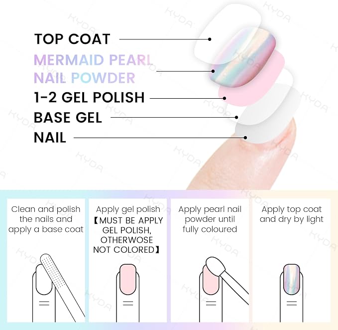 Ownest 4 Pcs Neon Chrome Nail Powder, Unicorn Chrome Nails Glitter Pigment - Image 2