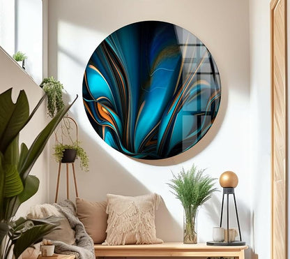 My Photostation.com 60WX40H'' Orange & Blue Abstract Glass Wall ArtTempered - Image 4