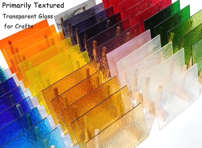 40 Transparent Stained Glass Sheets, 4”x6” Textured Bright Transparency Mosaic - Image 2