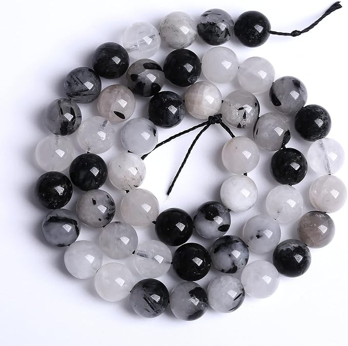 AAA Natural Black Quartz Rutilated Beads Round Loose Beads - Image 5