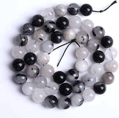 AAA Natural Black Quartz Rutilated Beads Round Loose Beads - Image 5