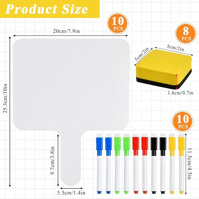 10 Pcs Dry Erase Answer Paddle, 10 x 8 Inch Auction Paddles - Image 2