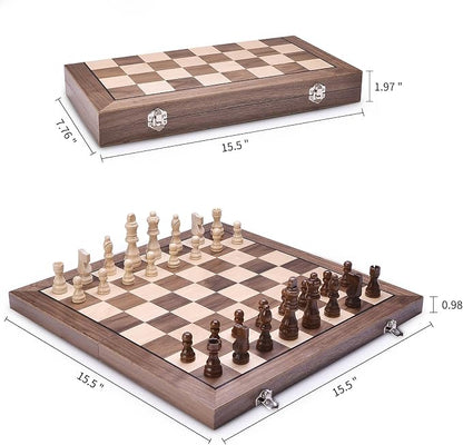 AMEROUS 15 Inches Magnetic Wooden Chess Set - Image 6