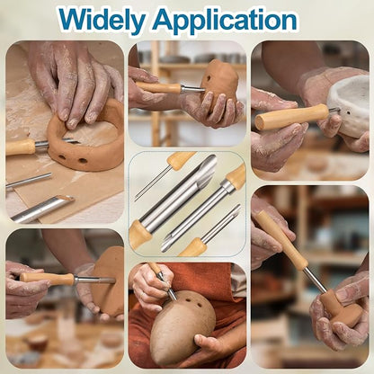 Amrules Clay Tools Kit, Wooden Handle and Stainless Steel Sculpting Tools Kit - Image 7