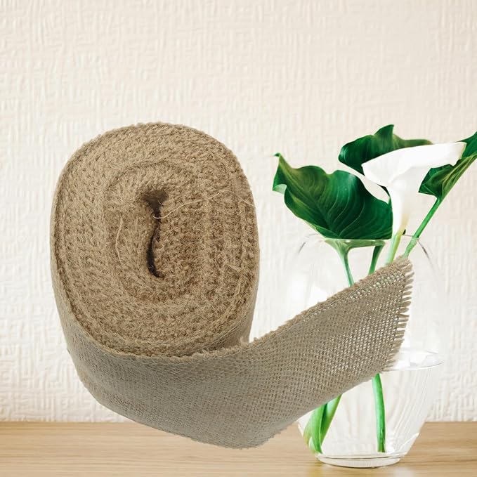 6" Wide Natural Burlap Fabric Roll - Image 4