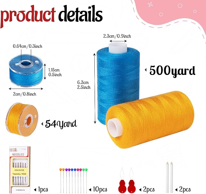Thread for Sewing, 60 Colors Polyester Sewing Thread Spools, 500 Yard Prewound - Image 2