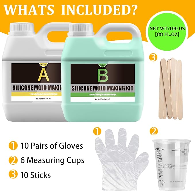 Silicone Molds Making Kit 100oz, Super Elastic 15A Silicone Rubber - Image 2