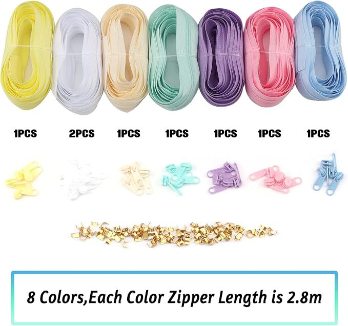 Zippers by The Yard for Sewing, DOITEM 2.8 mm Zippers 22.4 m Nylon Endless Zip - Image 2