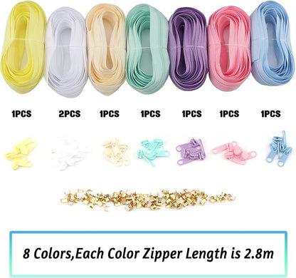 Zippers by The Yard for Sewing, DOITEM 2.8 mm Zippers 22.4 m Nylon Endless Zip - Image 2