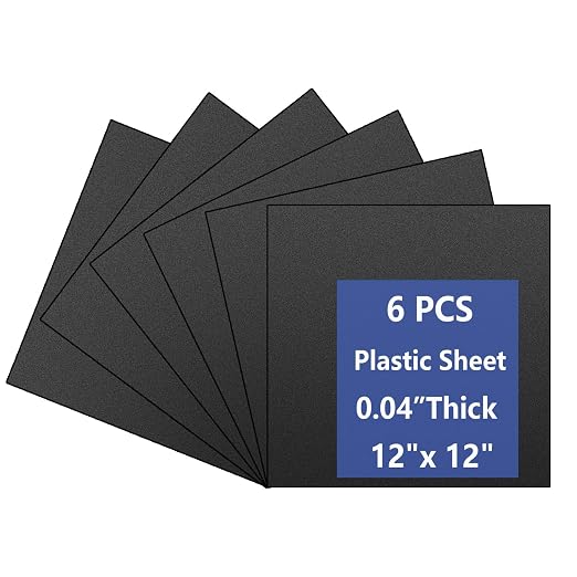 6 Pack Black Plastic Sheet 12x12x0.04 in Flexible High Tensile Plastic Sheets by Polvtor